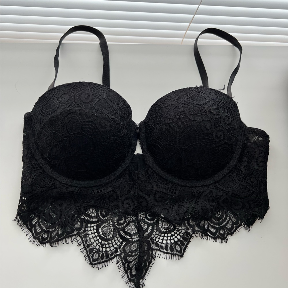 Black corset bra top xs lace